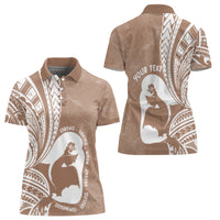 Mother's Day Women Polo Shirt Polynesia Vintage Hibiscus - Brown