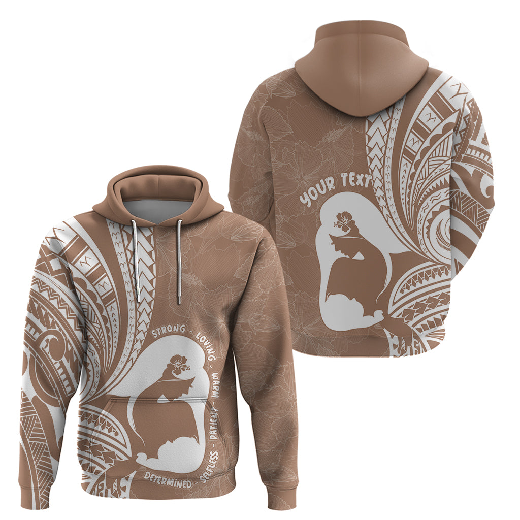 Mother's Day Zip Hoodie Polynesia Vintage Hibiscus - Brown