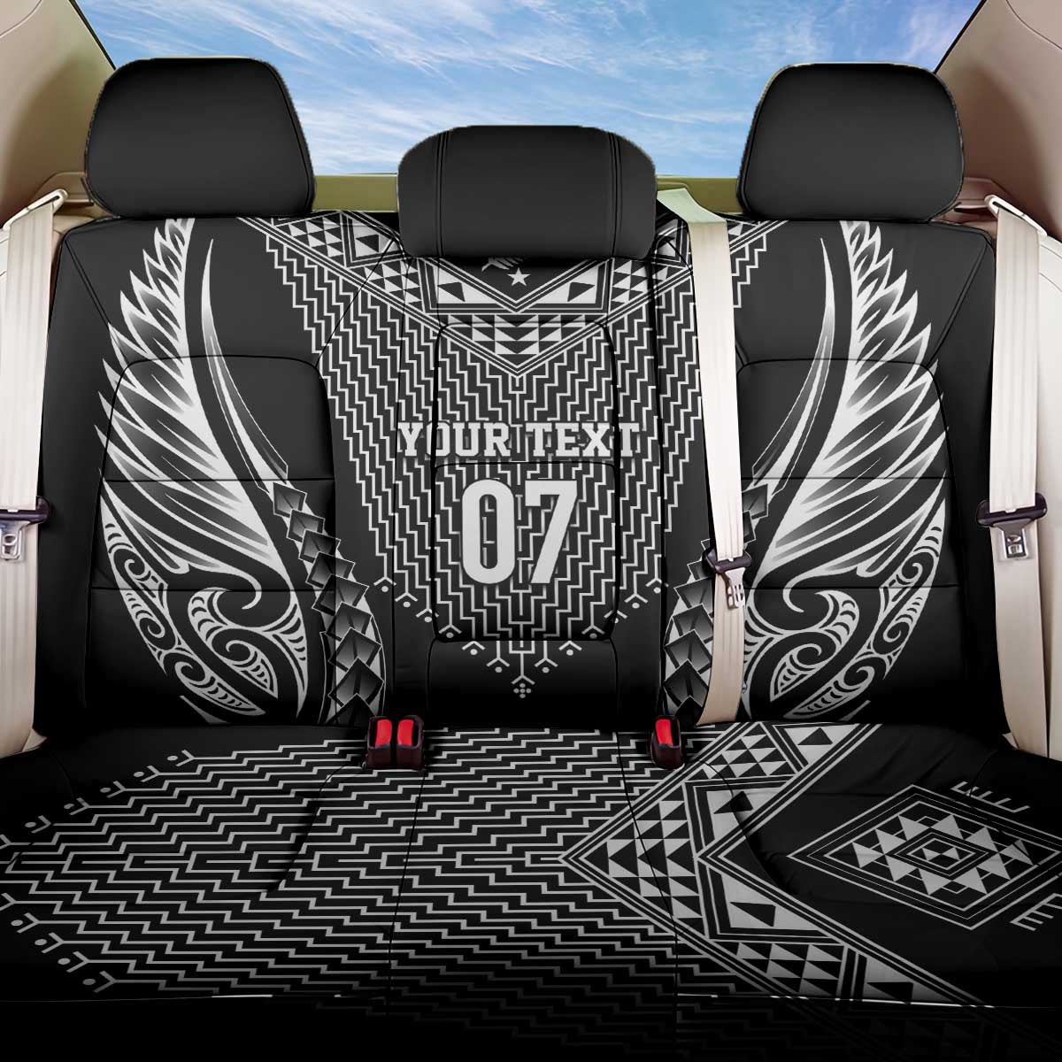 2025 Rugby Championship New Zealand Custom Back Car Seat Cover Poutama Motifs - Polynesian Pride
