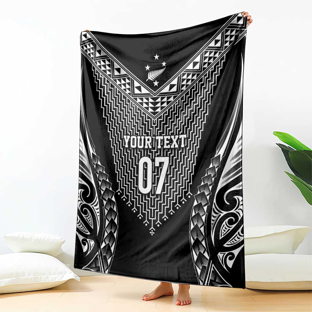 2025 Rugby Championship New Zealand Custom Blanket Poutama Motifs - Polynesian Pride