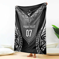 2025 Rugby Championship New Zealand Custom Blanket Poutama Motifs - Polynesian Pride