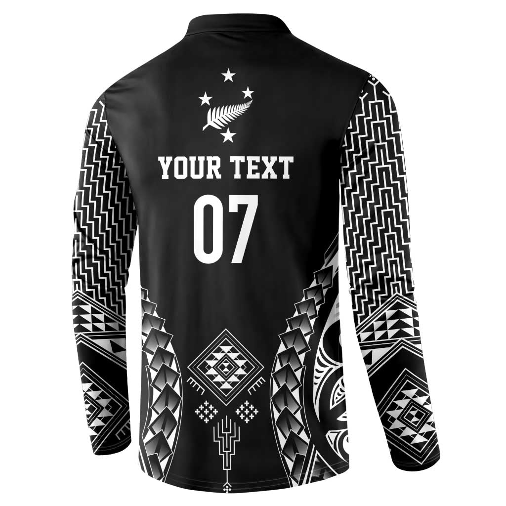 2025 Rugby Championship New Zealand Custom Button Sweatshirt Poutama Motifs - Polynesian Pride