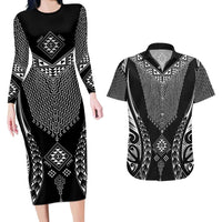 2025 Rugby Championship New Zealand Custom Couples Matching Long Sleeve Bodycon Dress and Hawaiian Shirt Poutama Motifs - Polynesian Pride