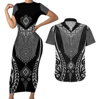2025 Rugby Championship New Zealand Custom Couples Matching Short Sleeve Bodycon Dress and Hawaiian Shirt Poutama Motifs - Polynesian Pride