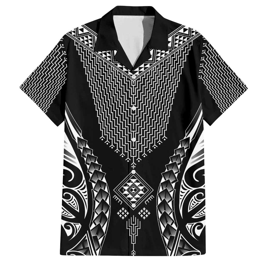 2025 Rugby Championship New Zealand Custom Family Matching Off Shoulder Short Dress and Hawaiian Shirt Poutama Motifs - Polynesian Pride