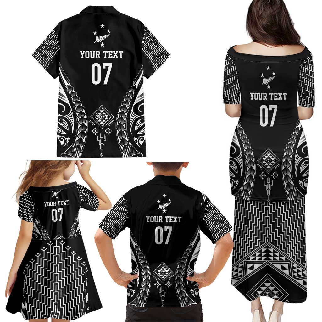 2025 Rugby Championship New Zealand Custom Family Matching Puletasi and Hawaiian Shirt Poutama Motifs - Polynesian Pride