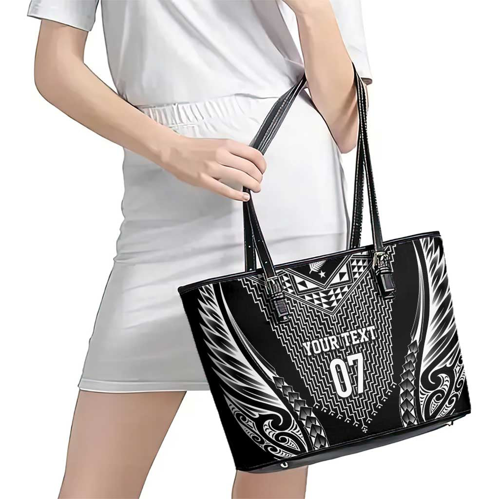2025 Rugby Championship New Zealand Custom Leather Tote Bag Poutama Motifs - Polynesian Pride
