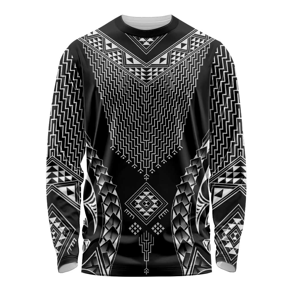 2025 Rugby Championship New Zealand Custom Long Sleeve Shirt Poutama Motifs - Polynesian Pride