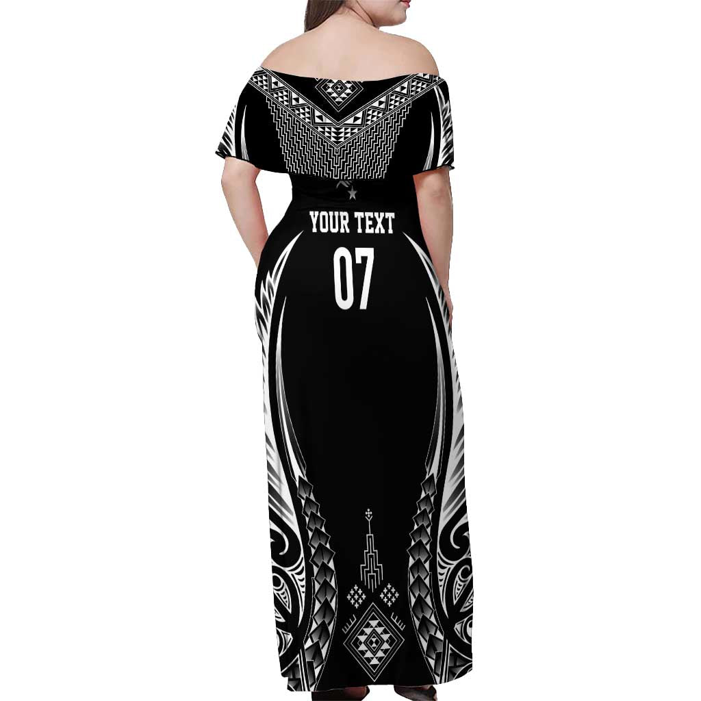 2025 Rugby Championship New Zealand Custom Off Shoulder Maxi Dress Poutama Motifs - Polynesian Pride