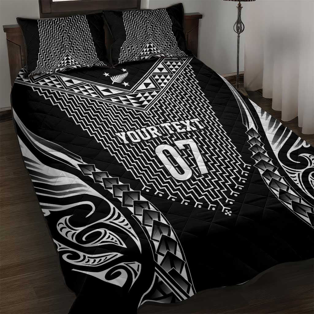 2025 Rugby Championship New Zealand Custom Quilt Bed Set Poutama Motifs - Polynesian Pride