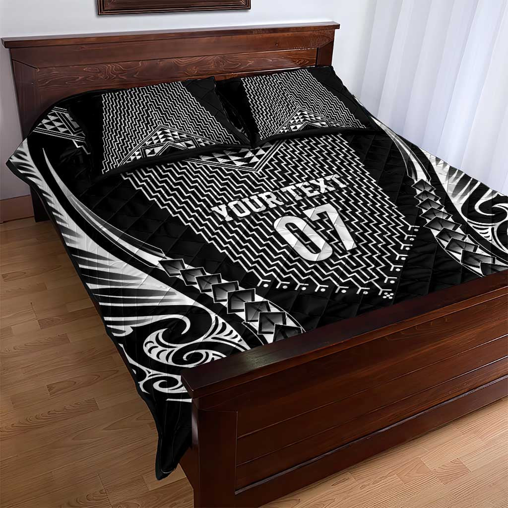 2025 Rugby Championship New Zealand Custom Quilt Bed Set Poutama Motifs - Polynesian Pride