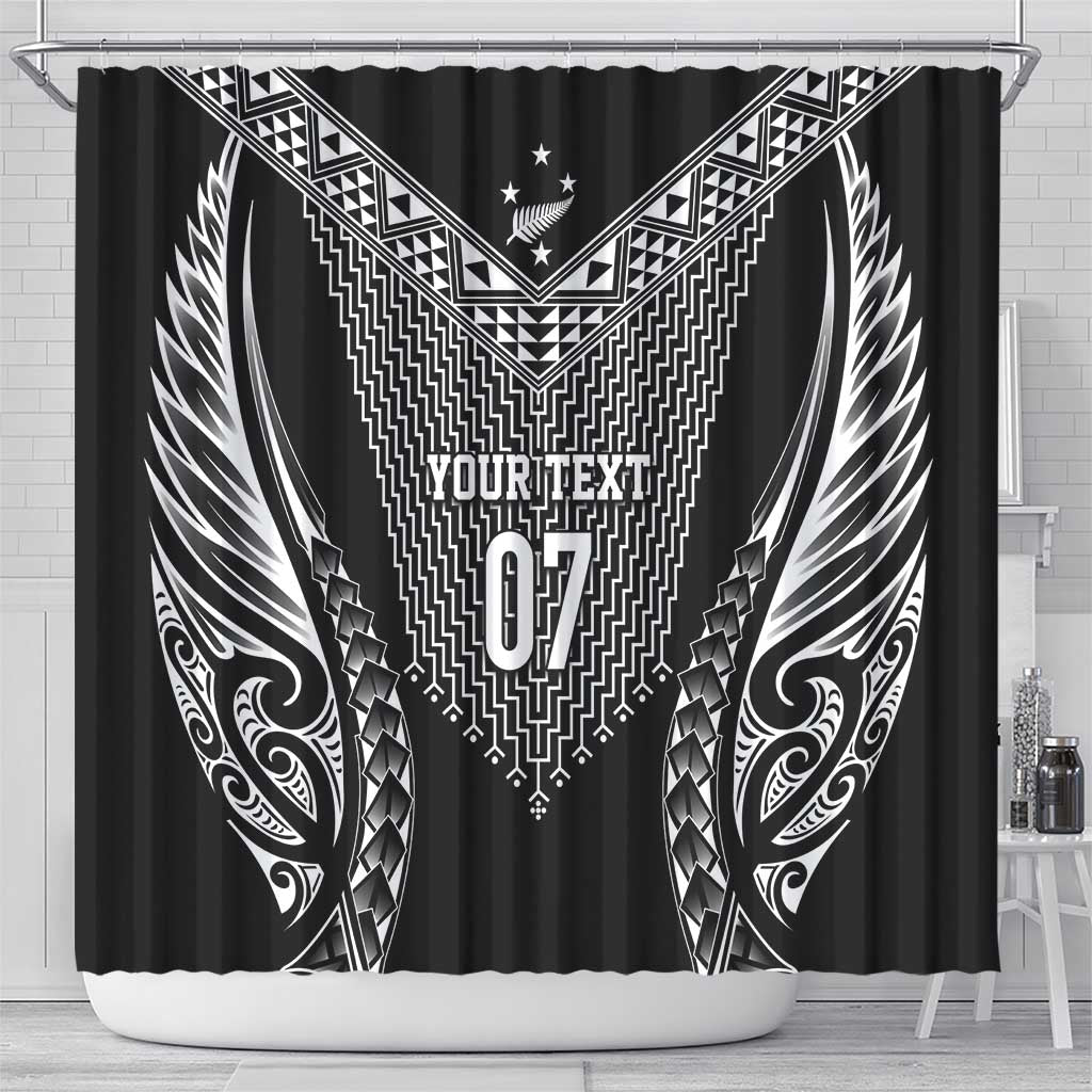 2025 Rugby Championship New Zealand Custom Shower Curtain Poutama Motifs - Polynesian Pride