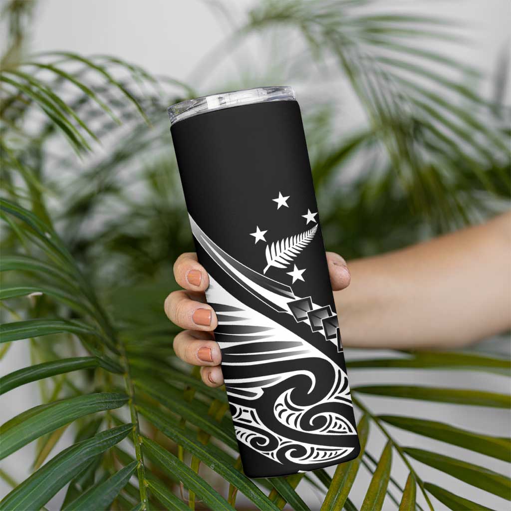 2025 Rugby Championship New Zealand Custom Skinny Tumbler Poutama Motifs - Polynesian Pride