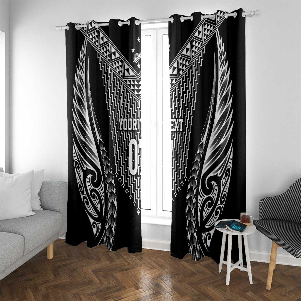 2025 Rugby Championship New Zealand Custom Window Curtain Poutama Motifs - Polynesian Pride