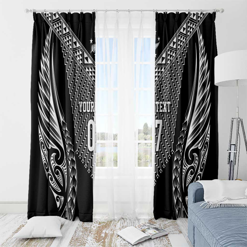 2025 Rugby Championship New Zealand Custom Window Curtain Poutama Motifs - Polynesian Pride