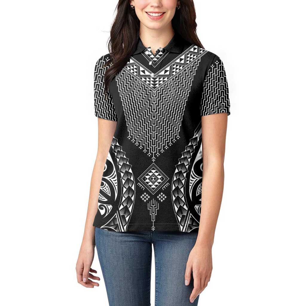 2025 Rugby Championship New Zealand Custom Women Polo Shirt Poutama Motifs - Polynesian Pride