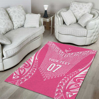 2025 Rugby Championship New Zealand Custom Area Rug Poutama Motifs - Pink Out - Polynesian Pride