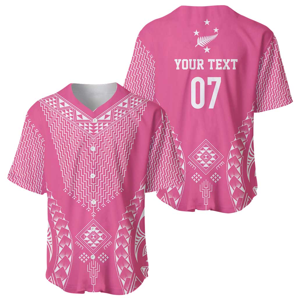 2025 Rugby Championship New Zealand Custom Baseball Jersey Poutama Motifs - Pink Out - Polynesian Pride