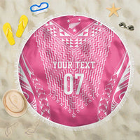 2025 Rugby Championship New Zealand Custom Beach Blanket Poutama Motifs - Pink Out - Polynesian Pride