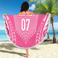 2025 Rugby Championship New Zealand Custom Beach Blanket Poutama Motifs - Pink Out - Polynesian Pride