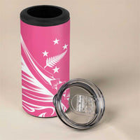 2025 Rugby Championship New Zealand Custom 4 in 1 Can Cooler Tumbler Poutama Motifs - Pink Out - Polynesian Pride
