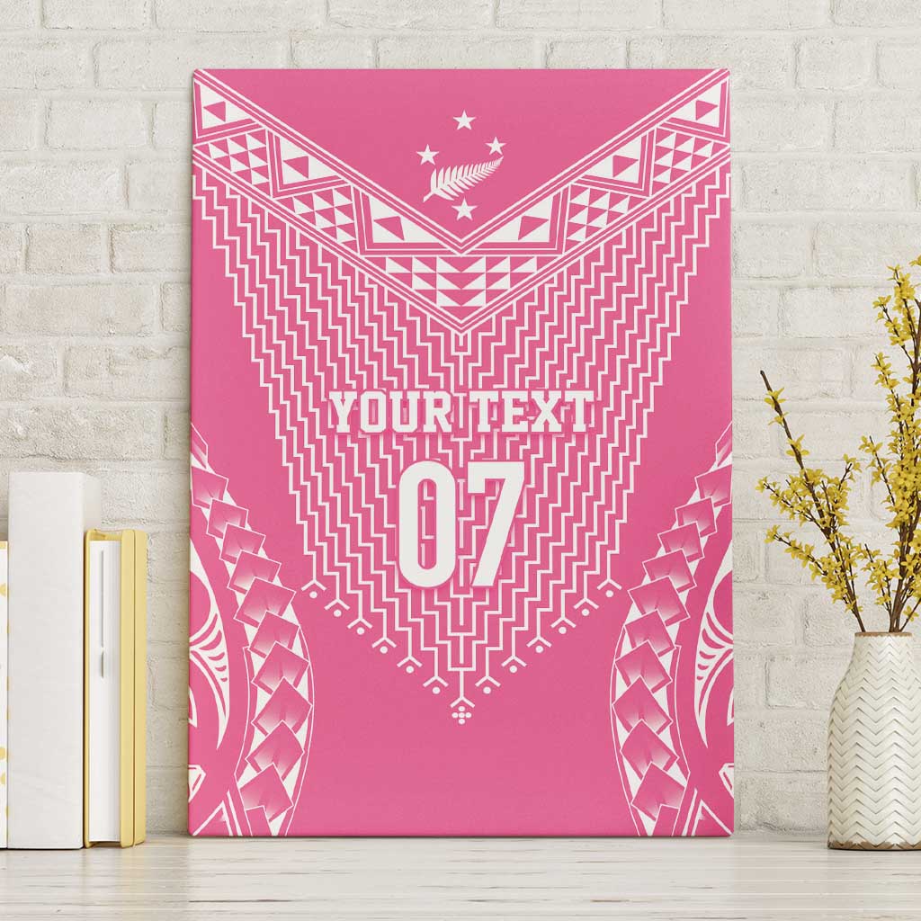2025 Rugby Championship New Zealand Custom Canvas Wall Art Poutama Motifs - Pink Out - Polynesian Pride