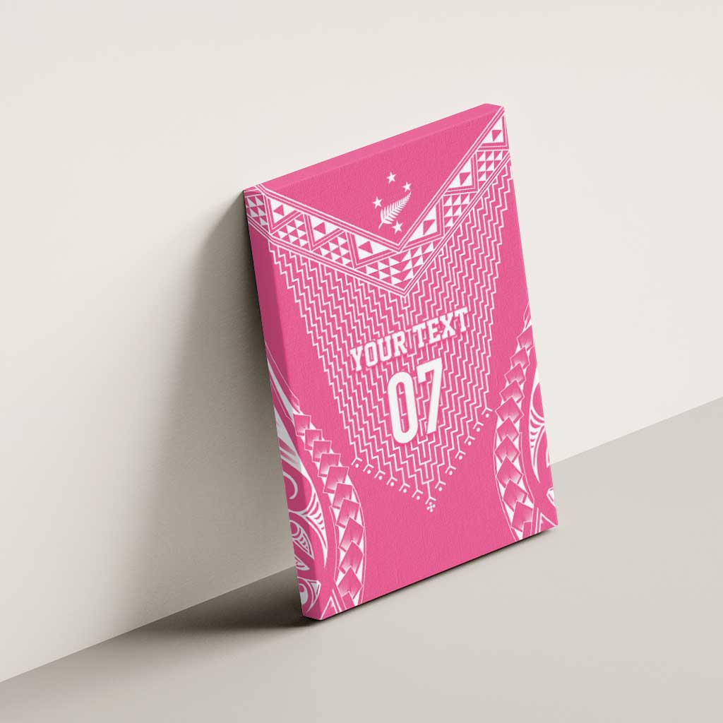 2025 Rugby Championship New Zealand Custom Canvas Wall Art Poutama Motifs - Pink Out - Polynesian Pride