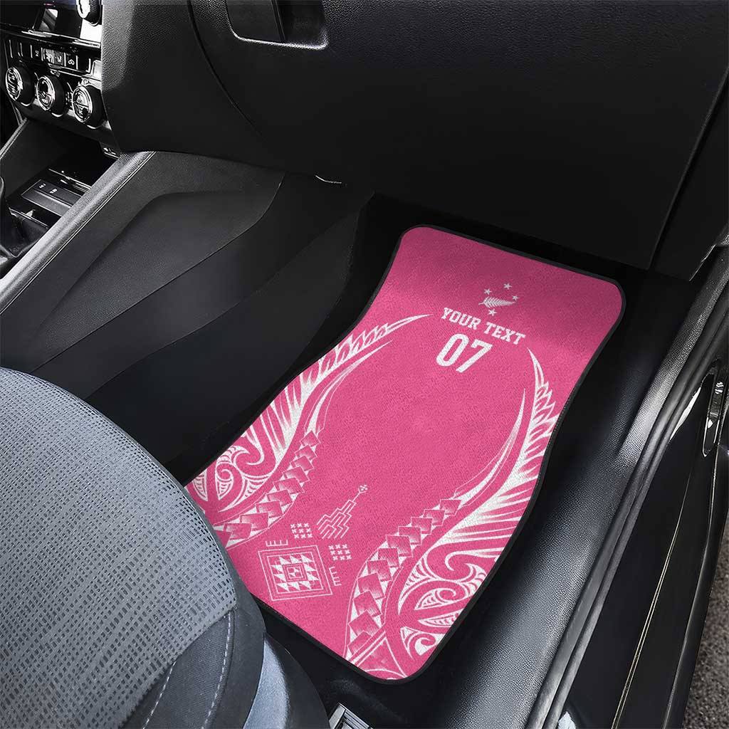 2025 Rugby Championship New Zealand Custom Car Mats Poutama Motifs - Pink Out - Polynesian Pride