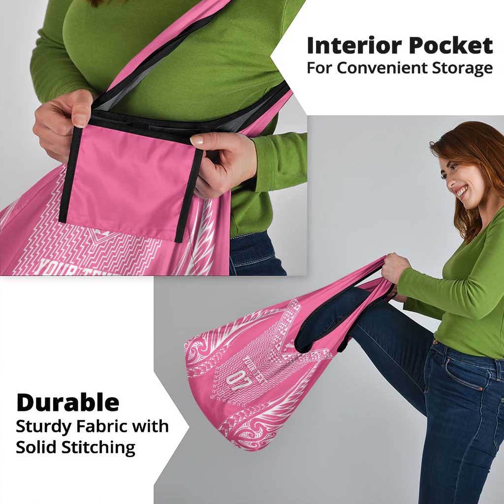 2025 Rugby Championship New Zealand Custom Grocery Bag Poutama Motifs - Pink Out - Polynesian Pride