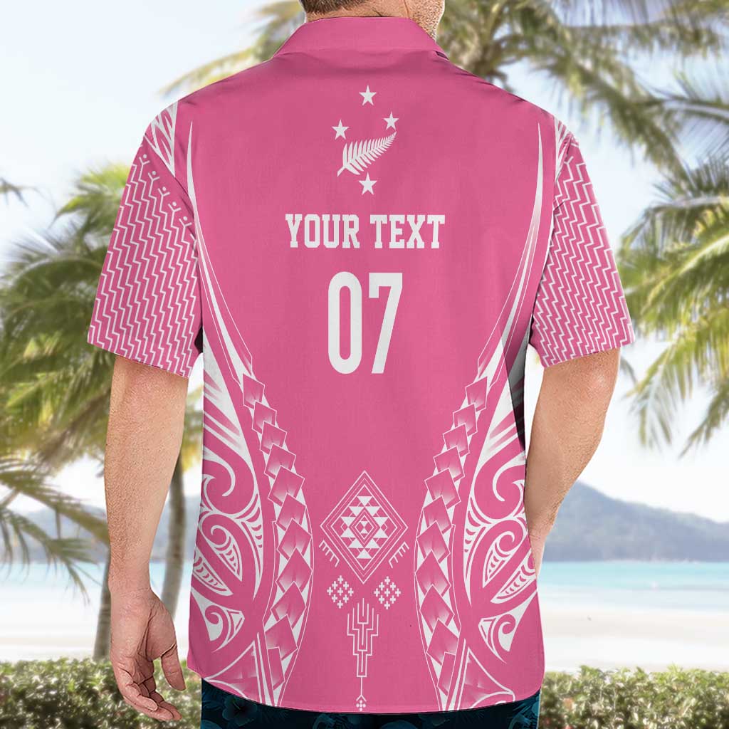 2025 Rugby Championship New Zealand Custom Hawaiian Shirt Poutama Motifs - Pink Out - Polynesian Pride