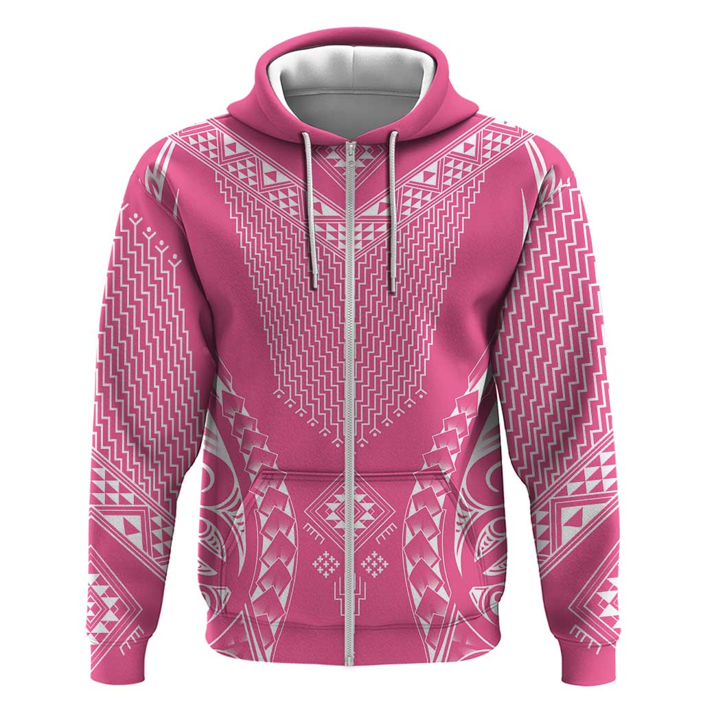 2025 Rugby Championship New Zealand Custom Hoodie Poutama Motifs - Pink Out - Polynesian Pride