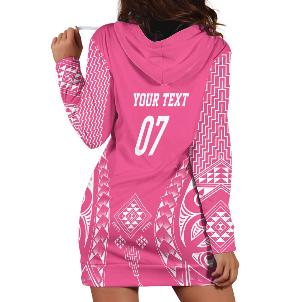 2025 Rugby Championship New Zealand Custom Hoodie Dress Poutama Motifs - Pink Out - Polynesian Pride