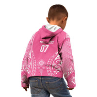 2025 Rugby Championship New Zealand Custom Kid Hoodie Poutama Motifs - Pink Out - Polynesian Pride