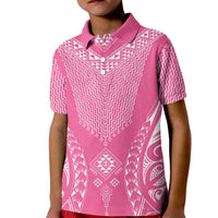 2025 Rugby Championship New Zealand Custom Kid Polo Shirt Poutama Motifs - Pink Out - Polynesian Pride