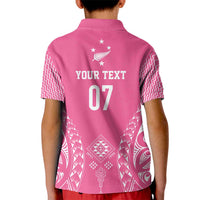 2025 Rugby Championship New Zealand Custom Kid Polo Shirt Poutama Motifs - Pink Out - Polynesian Pride