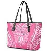 2025 Rugby Championship New Zealand Custom Leather Tote Bag Poutama Motifs - Pink Out - Polynesian Pride