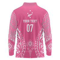 2025 Rugby Championship New Zealand Custom Long Sleeve Polo Shirt Poutama Motifs - Pink Out - Polynesian Pride