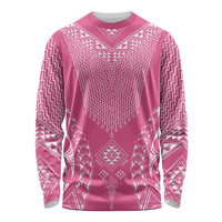 2025 Rugby Championship New Zealand Custom Long Sleeve Shirt Poutama Motifs - Pink Out - Polynesian Pride