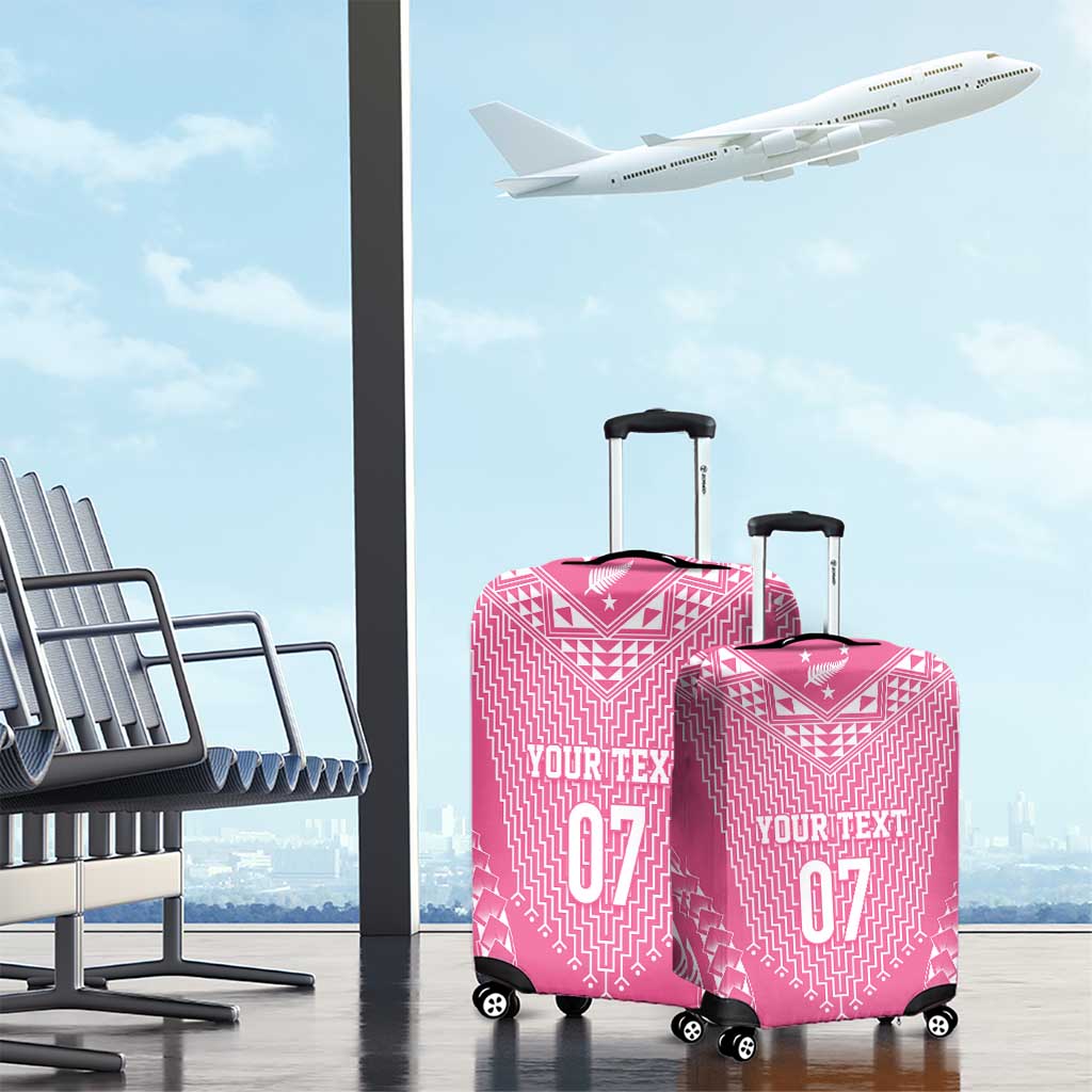 2025 Rugby Championship New Zealand Custom Luggage Cover Poutama Motifs - Pink Out - Polynesian Pride