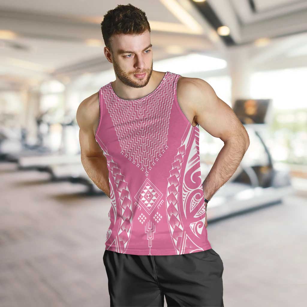 2025 Rugby Championship New Zealand Custom Men Tank Top Poutama Motifs - Pink Out - Polynesian Pride
