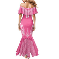 2025 Rugby Championship New Zealand Custom Mermaid Dress Poutama Motifs - Pink Out - Polynesian Pride