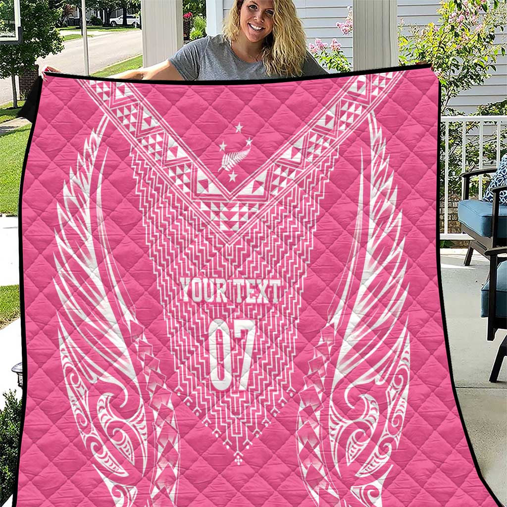 2025 Rugby Championship New Zealand Custom Quilt Poutama Motifs - Pink Out - Polynesian Pride