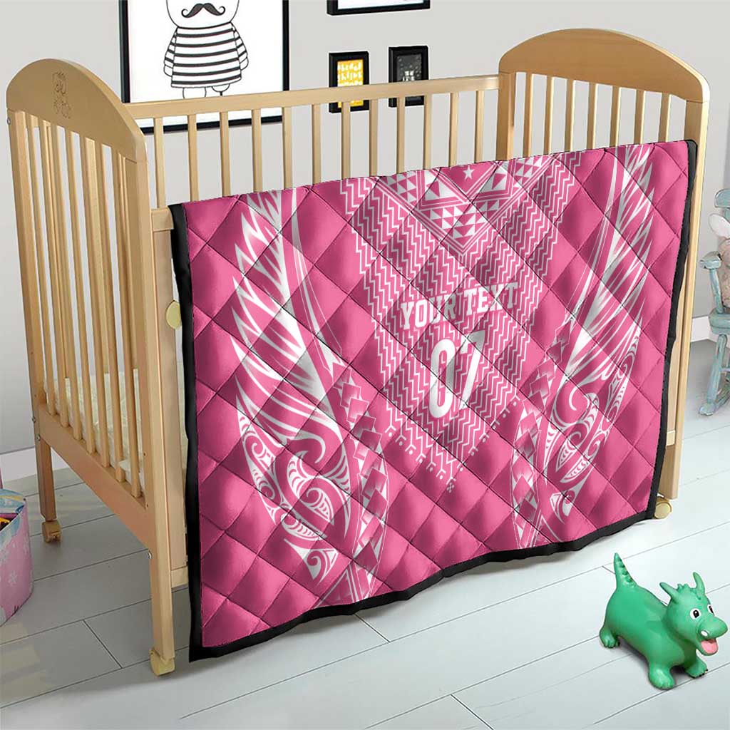 2025 Rugby Championship New Zealand Custom Quilt Poutama Motifs - Pink Out - Polynesian Pride
