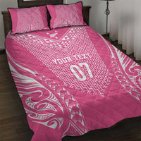 2025 Rugby Championship New Zealand Custom Quilt Bed Set Poutama Motifs - Pink Out - Polynesian Pride