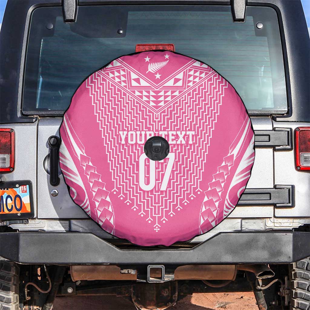 2025 Rugby Championship New Zealand Custom Spare Tire Cover Poutama Motifs - Pink Out - Polynesian Pride