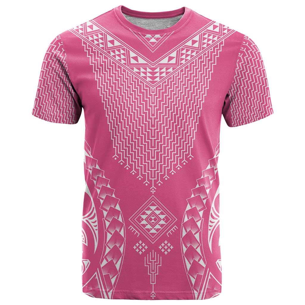 2025 Rugby Championship New Zealand Custom T Shirt Poutama Motifs - Pink Out - Polynesian Pride