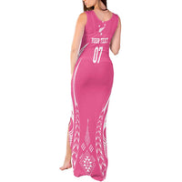 2025 Rugby Championship New Zealand Custom Tank Maxi Dress Poutama Motifs - Pink Out - Polynesian Pride