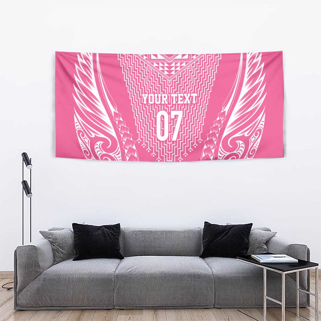 2025 Rugby Championship New Zealand Custom Tapestry Poutama Motifs - Pink Out - Polynesian Pride