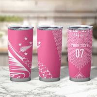 2025 Rugby Championship New Zealand Custom Tumbler Cup Poutama Motifs - Pink Out - Polynesian Pride