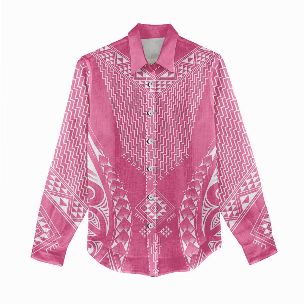 2025 Rugby Championship New Zealand Custom Women Casual Shirt Poutama Motifs - Pink Out - Polynesian Pride